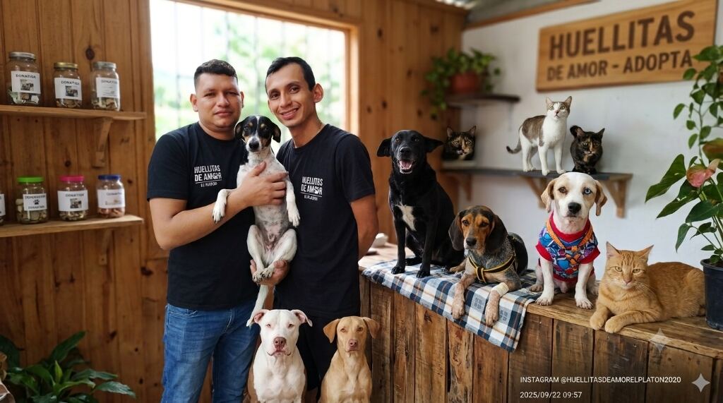 Perritos y gatitos rescatados de la Fundación Huellitas de Amor en El Playón